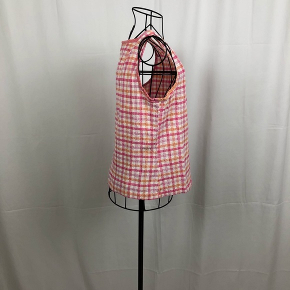 Lemon Grass cotton gingham seersucker tank top L - Picture 4 of 5